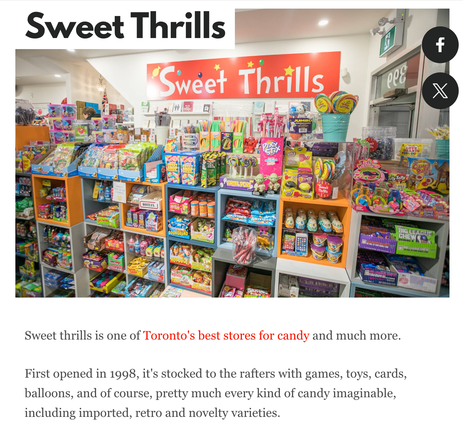 Sweet Thrills on BlogTO’s Toronto Grocery Guide