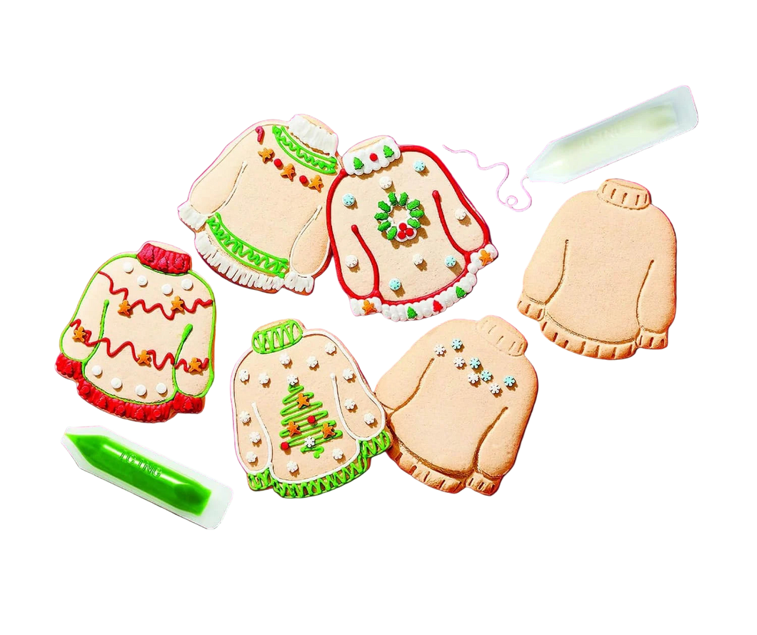 X-MAS UGLY SWEATER COOKIE DECORATING KIT (8 COOKIES)