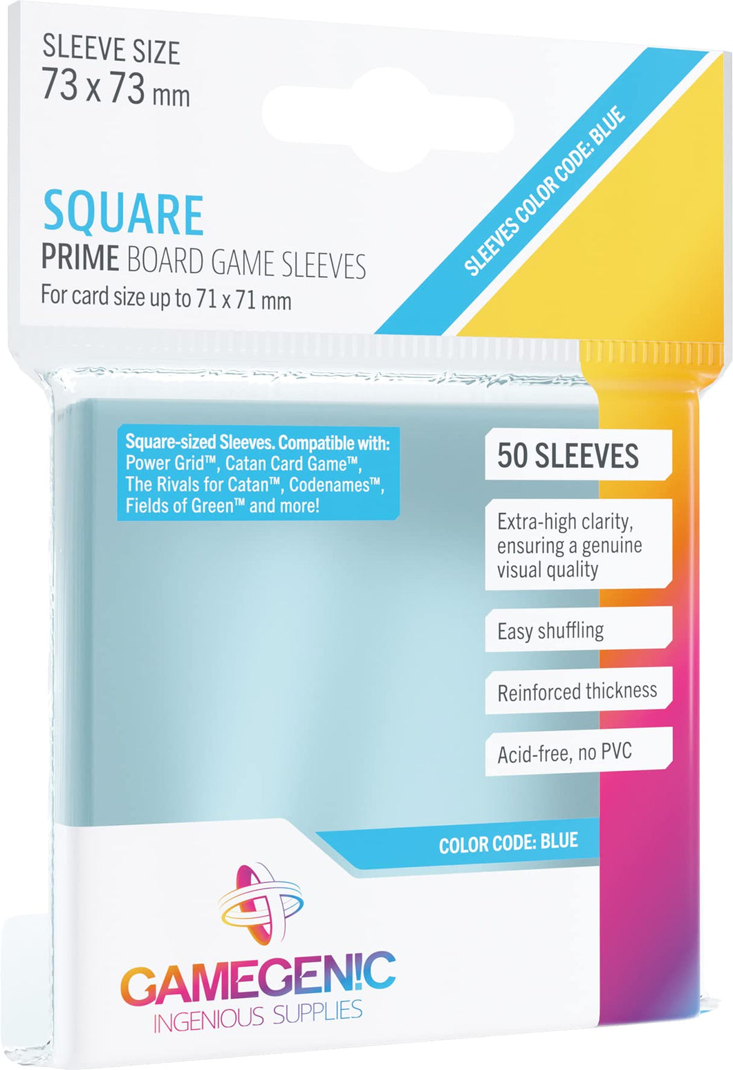 SQUARE BOARD GAME SLEEVES - PACK OF 50 (73 x 73 mm)