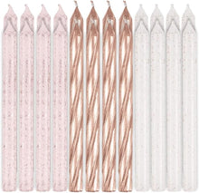 ROSE GOLD GLITTER CANDLES 24PK