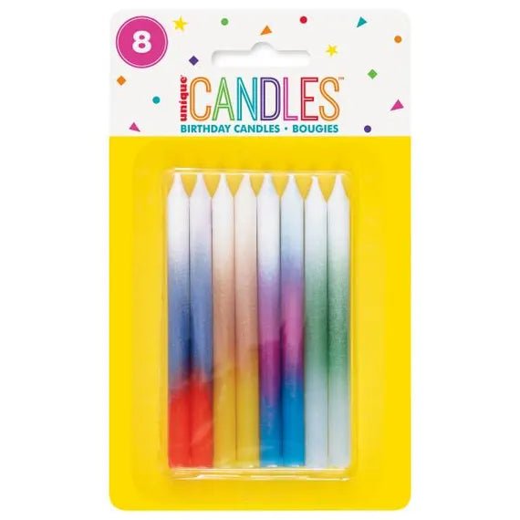 8 Rainbow Ombré Birthday Candles – 3.5" - Sweet Thrills