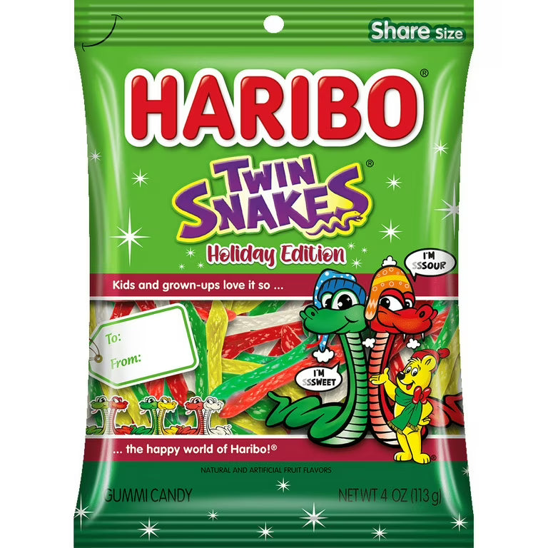 Haribo Holiday Twin Snakes Sweet and Sour Gummies