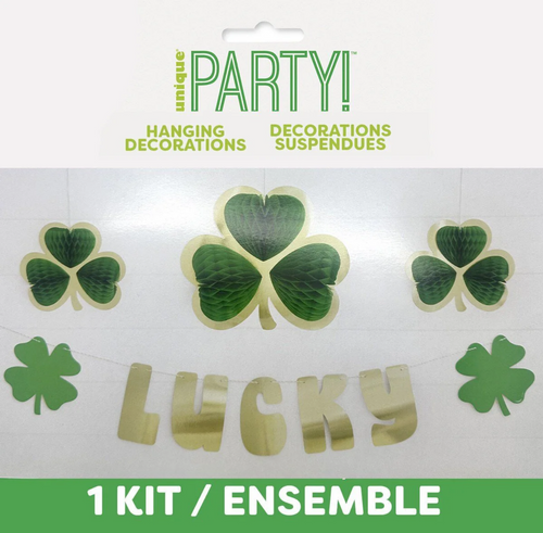St. Patrick’s Day Lucky Banner & Honeycomb Decoration Kit (4pcs)