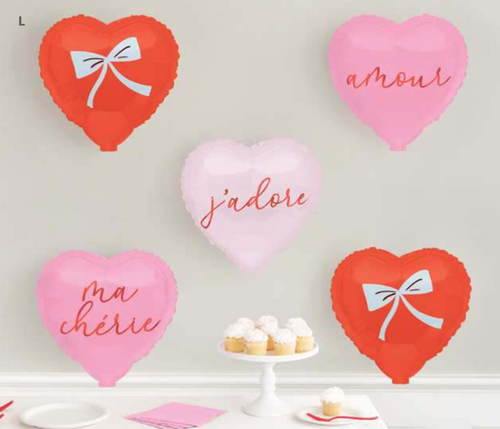 FOIL HEART BALLOONS AIR-FILLED VALENTINE'S DECOR KIT