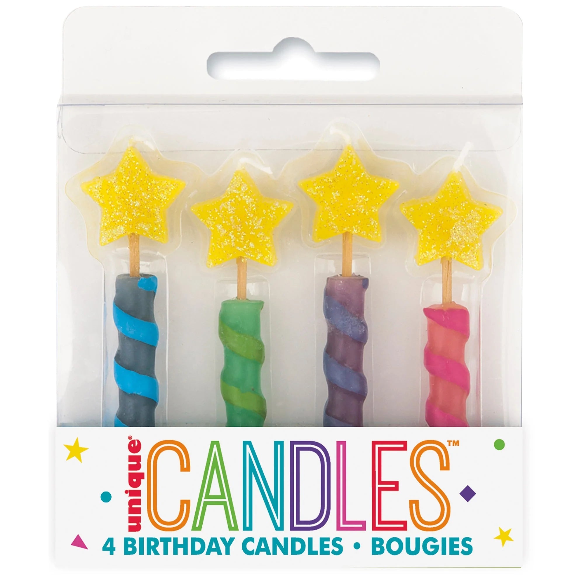 GLITTER STAR B - DAY CANDLES 4PK - Sweet Thrills