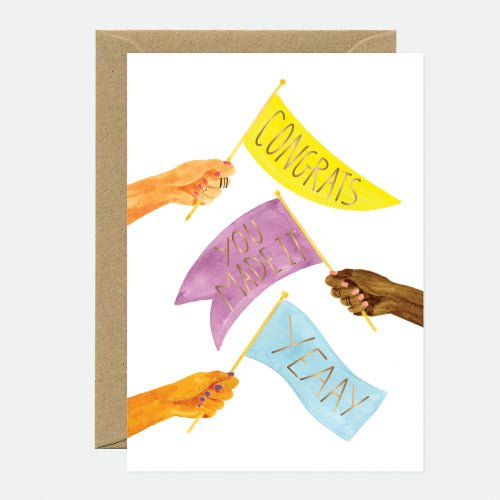 Gold Congrats Flags Greeting Card - Sweet Thrills