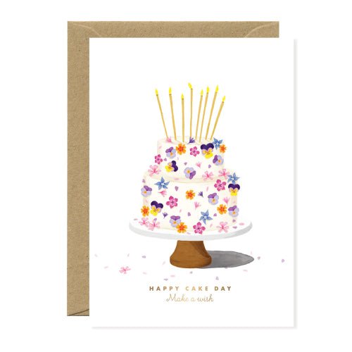 Gold Flower Birthday Cake Card - Sweet Thrills