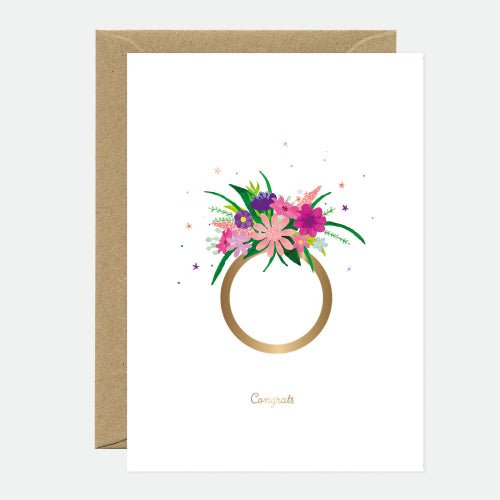 Gold Flower Ring Congrats Card | All the Ways to Say - Sweet Thrills