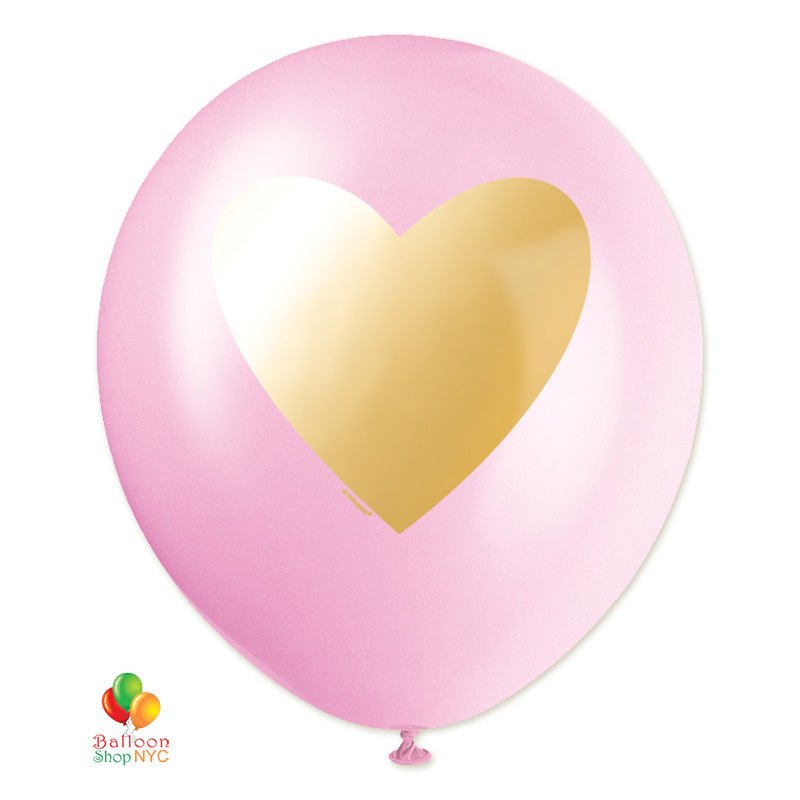 Gold Heart Print Latex Balloons - Sweet Thrills