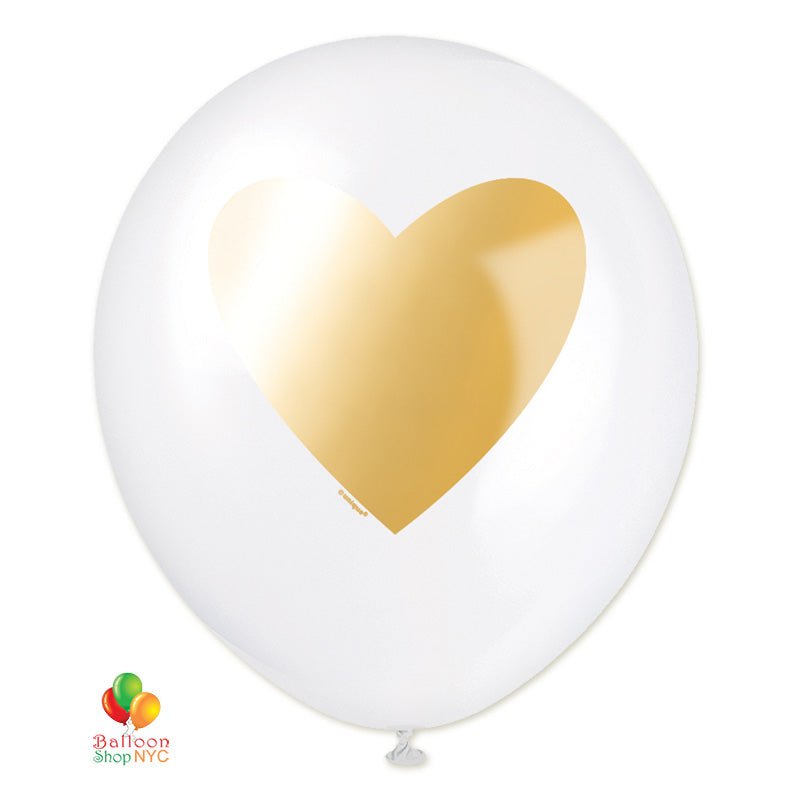 Gold Heart Print Latex Balloons - Sweet Thrills