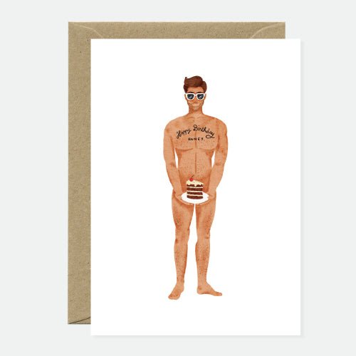 Guy With A Cake Birthday Card - Sweet Thrills