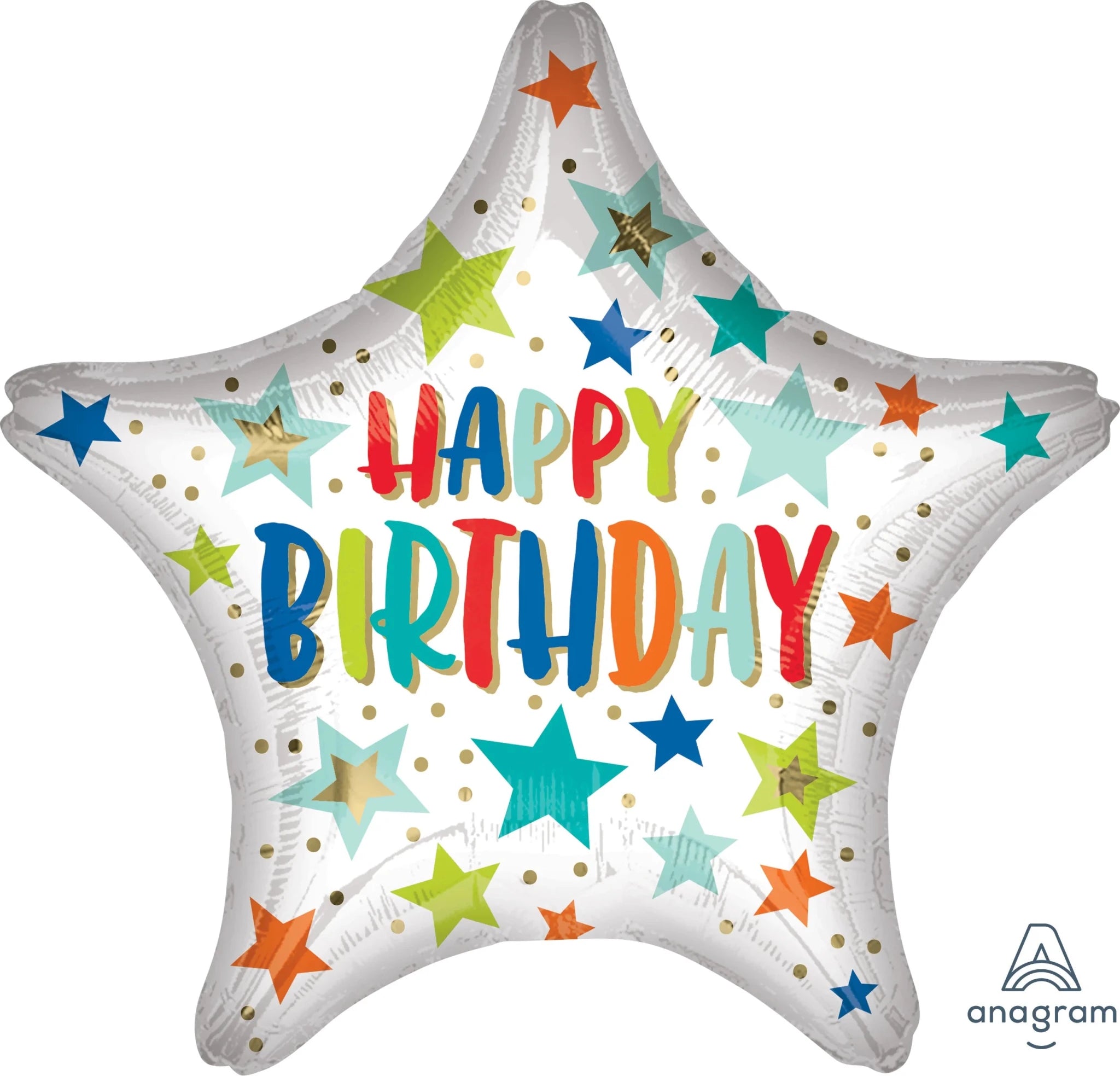 HAPPY BIRTHDAY STARS & DOTS STAR 19" BALLOON - Sweet Thrills
