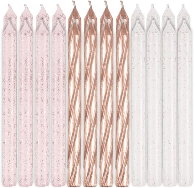 ROSE GOLD GLITTER CANDLES 24PK - Sweet Thrills