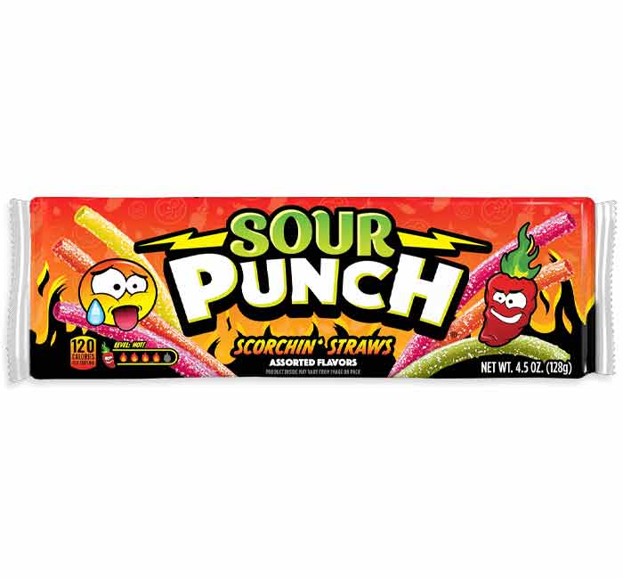 Sour Punch Scorchin' Straws Spicy Candy - Sweet Thrills
