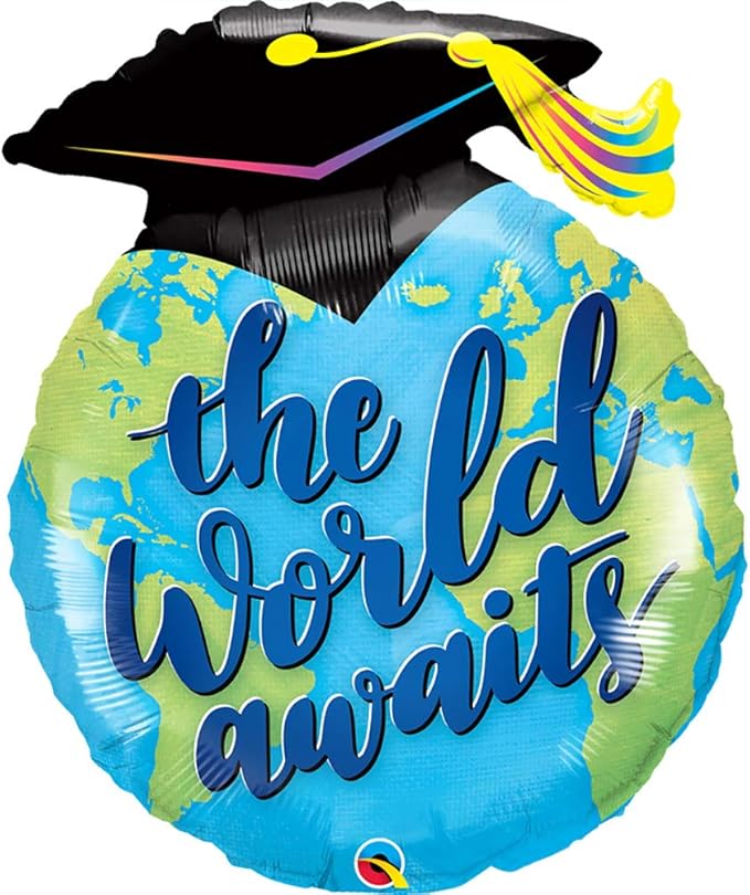 THE WORLD AWAITS GRAD FOIL BALLOON 36" - Sweet Thrills