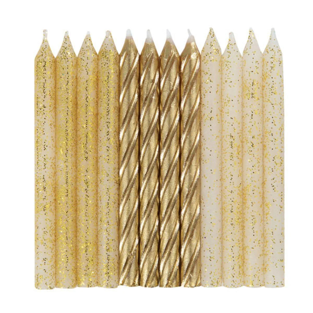 GOLD GLITTER CANDLES 24 PK