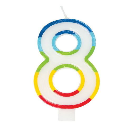 RAINBOW #8 BIRTHDAY CANDLE