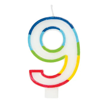 RAINBOW #9 BIRTHDAY CANDLE
