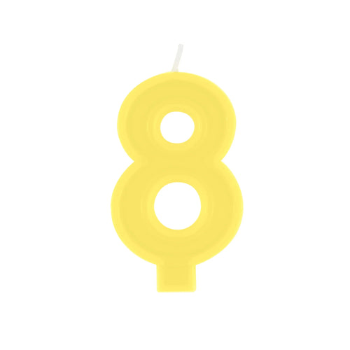 YELLOW #8 BIRTHDAY CANDLE