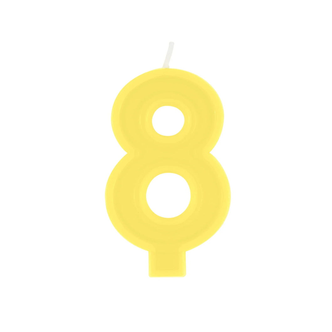 YELLOW #8 BIRTHDAY CANDLE
