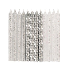 SILVER GLITTER CANDLES 24 PK