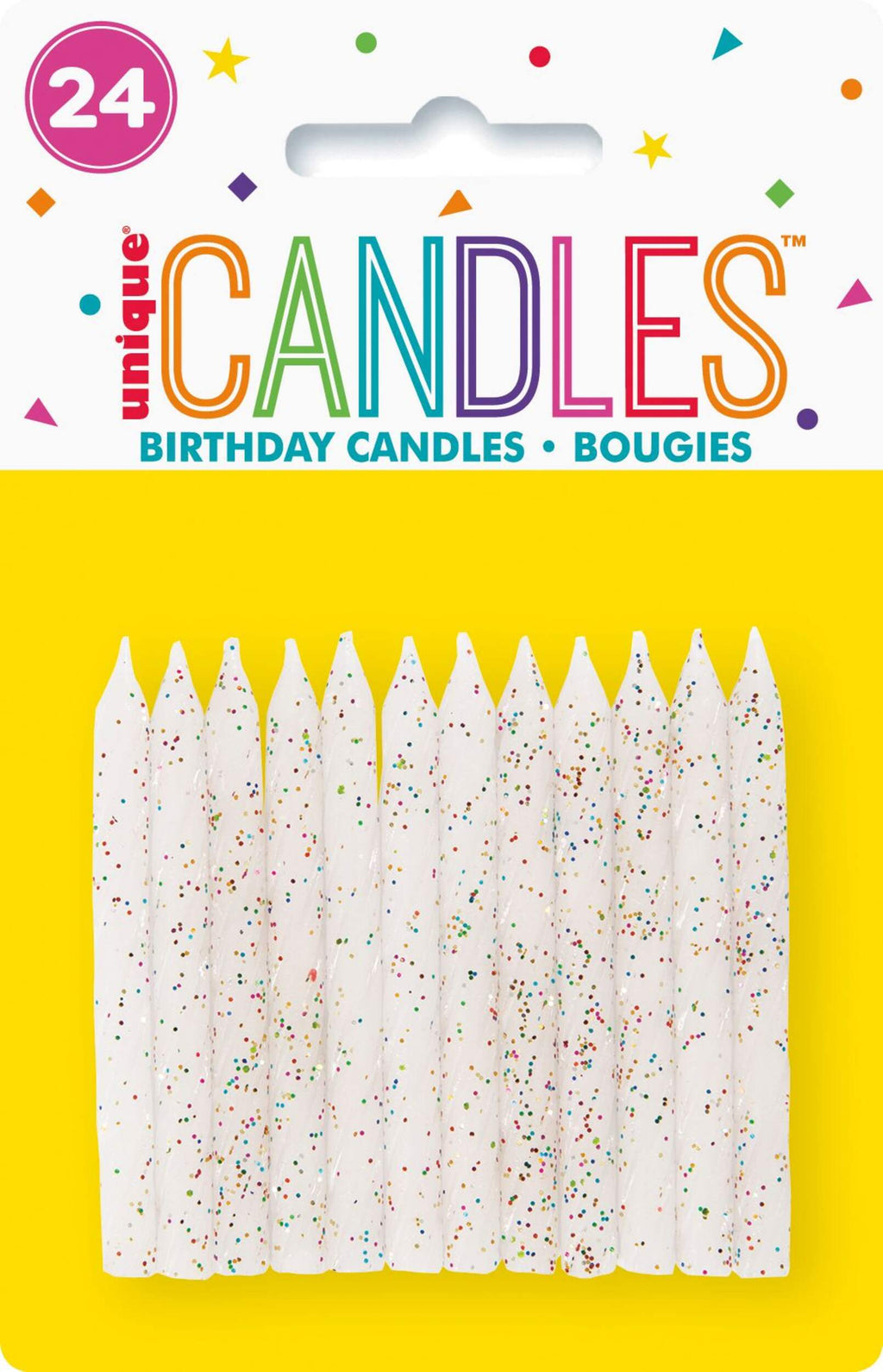 24 Multicolour Glitter Spiral Birthday Candles