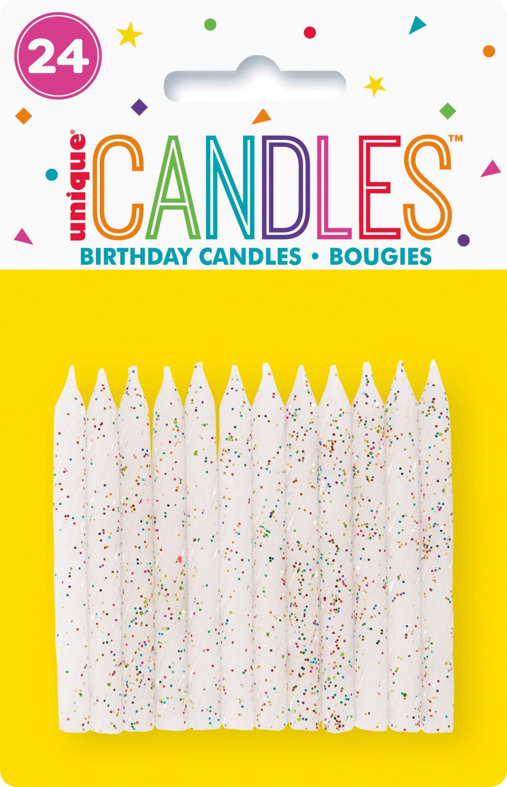 24 Multicolour Glitter Spiral Birthday Candles