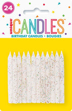 24 Multicolour Glitter Spiral Birthday Candles