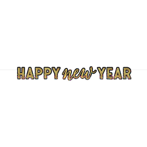 HAPPY NEW YEAR BANNER BLACK & GOLD