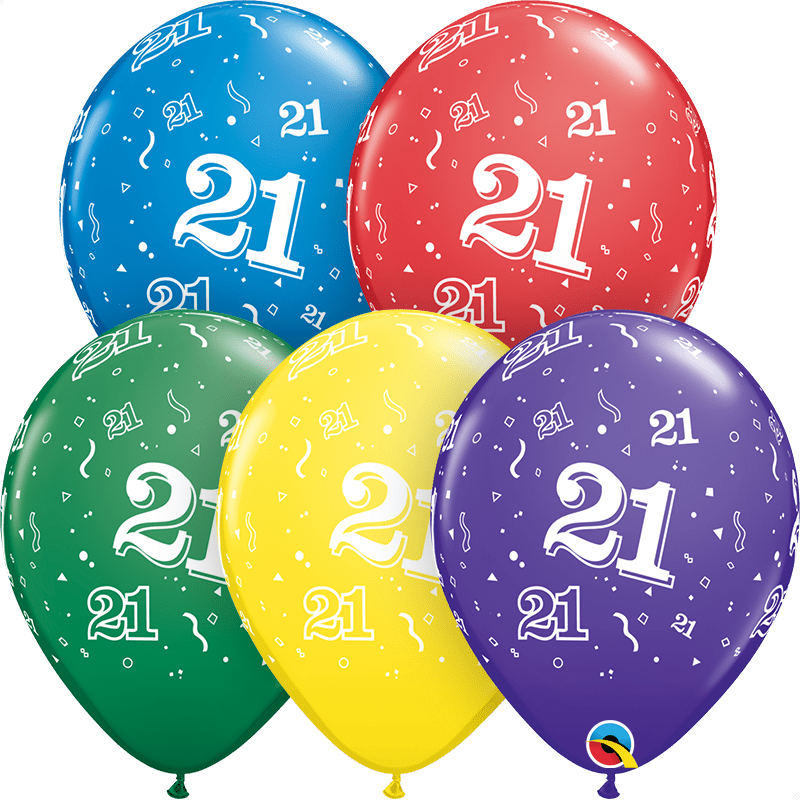 21ST BDAY PARTY PRINT 11" LATEX BALLOON - Sweet Thrills