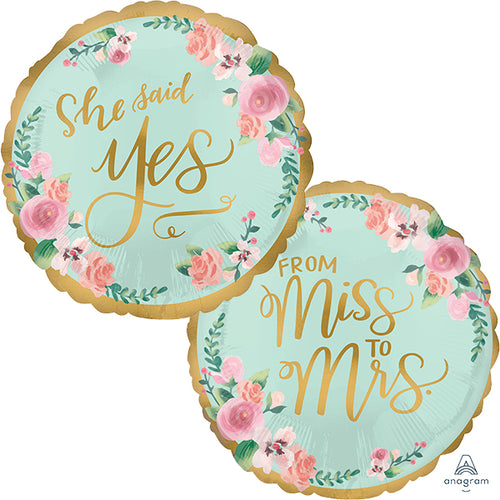 SHE SAID YES! MINT GREEN 2 SIDED BALLOON