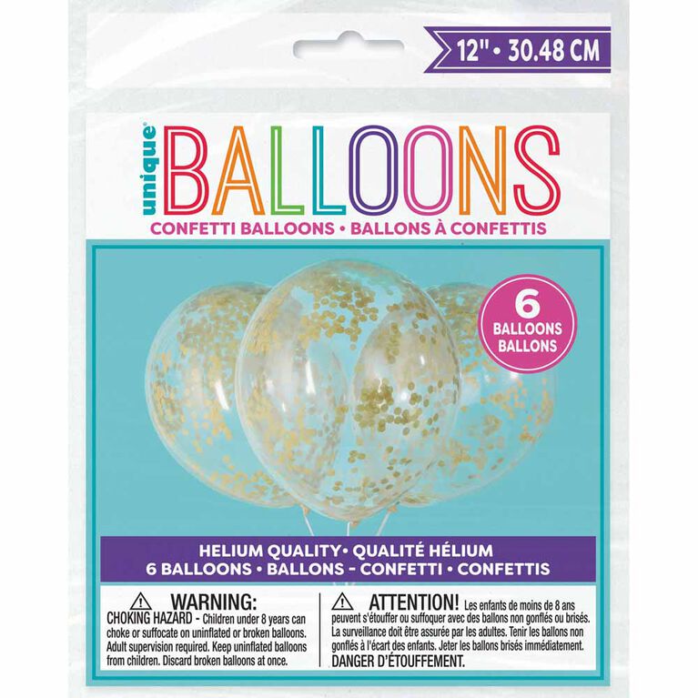 CONFETTI BALLOONS GOLD (6 PCS) - Sweet Thrills
