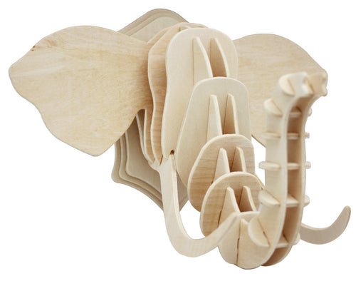 3D Wooden Elephant Head