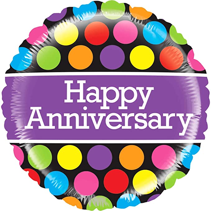 HAPPY ANNIVERSARY BRIGHT DOTS FOIL BALLOON - Sweet Thrills