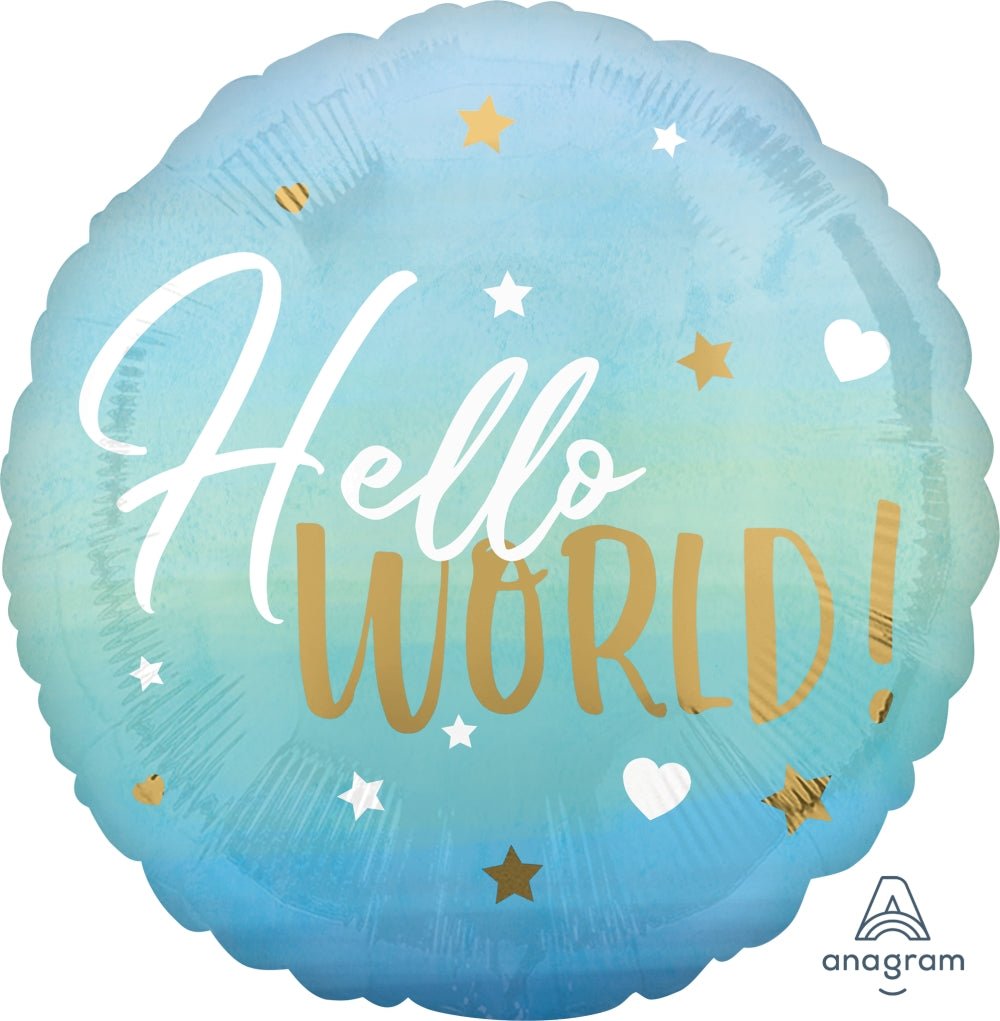 Hello World Blue Foil Balloon - Sweet Thrills