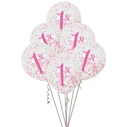 PINK 1ST BIRTHDAY CONFETTI BALLOONS PKG - Sweet Thrills