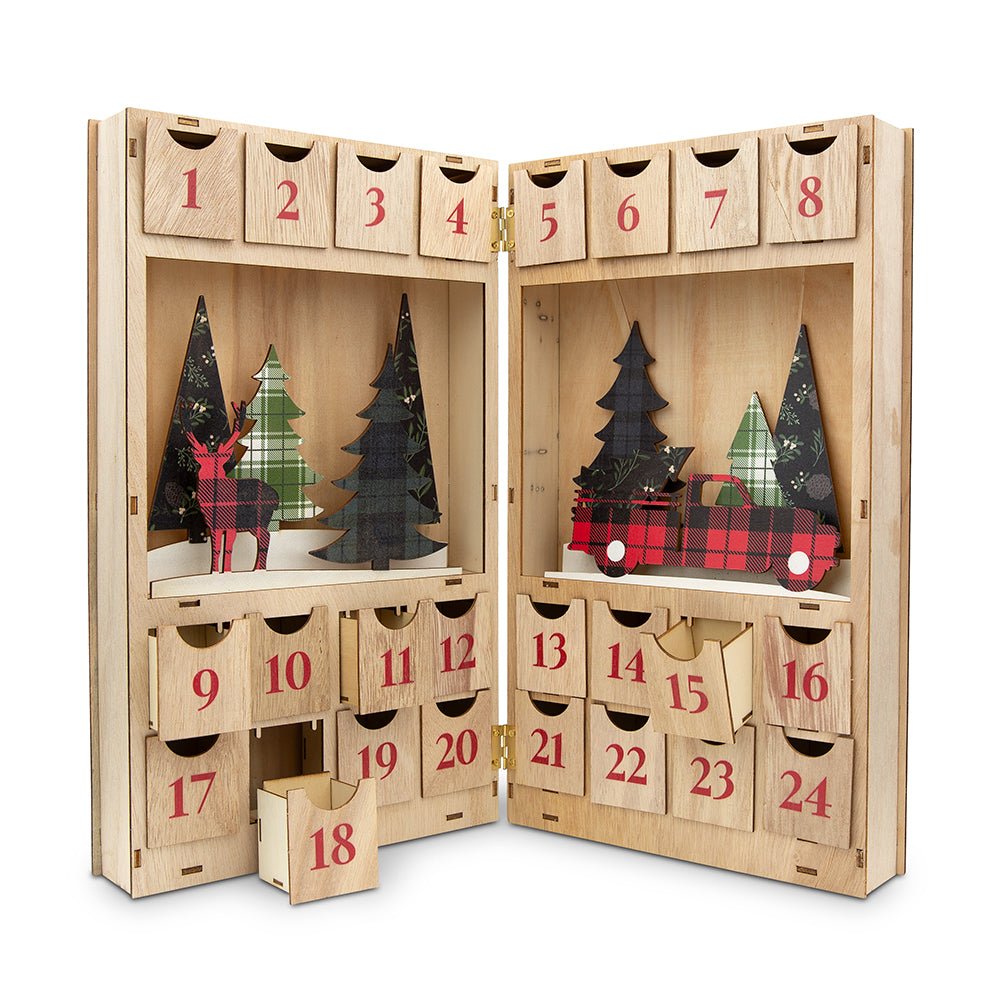 Plaid Reindeer Wooden Advent Calendar - Sweet Thrills